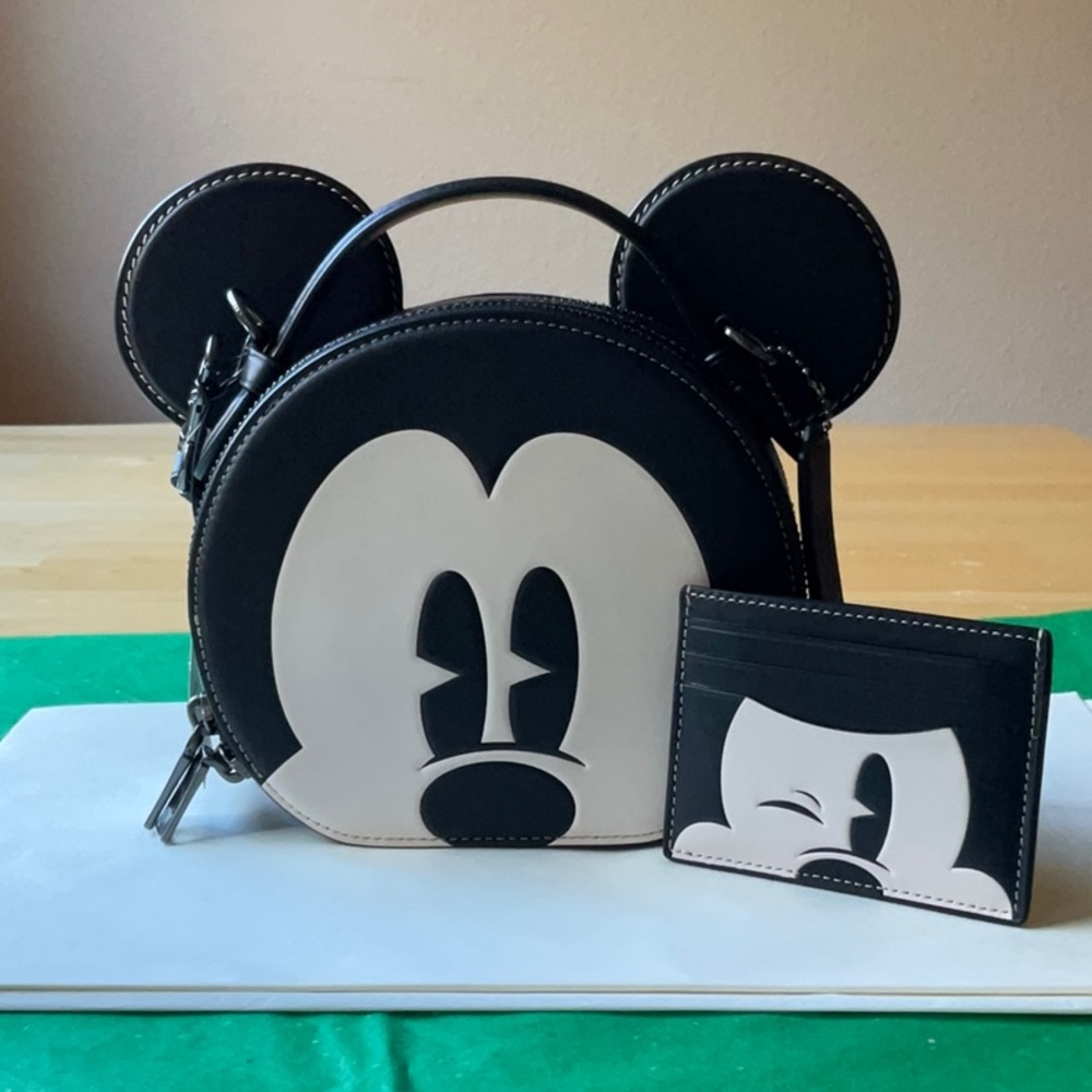 🐭 DISNEY X COACH MICKEY MOUSE EAR BAG & CARD CASE 🐭 NWT 🐭 - Picture 9 of 16
